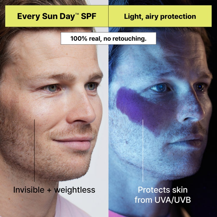Dr.Jart+ Every Sun Day Ultra-sheer Priming Sunscreen Stick 19 g suojaa ihoa UVA/UVB-säteiltä UV-kamerakuvassa.
