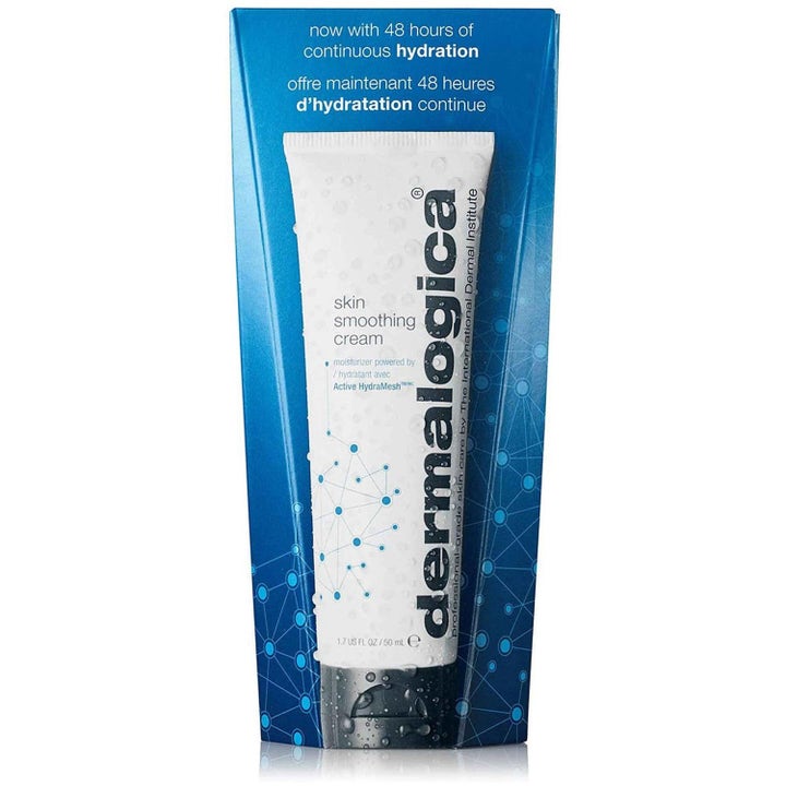 Dermalogica Skin Smoothing Cream 50 ml kosteuttava kasvovoide valkoisessa tuubissa ja sinisessä kotelossa.