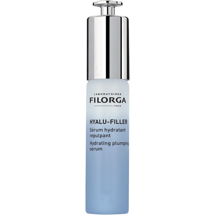 Filorga Hydra-Hyal Serum 30 ml kosteuttava seerumi sinisessä liukuvärjätyssä pullossa hopeakorkilla.