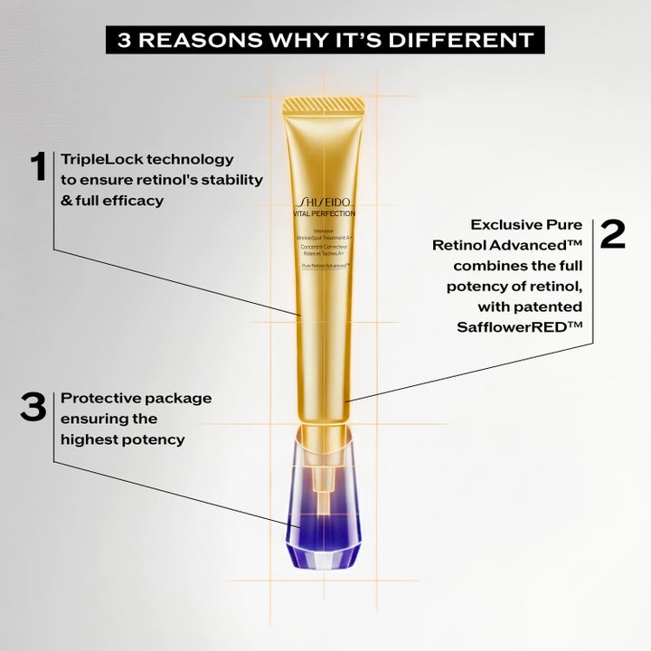Shiseido Vital Perfection Intensive Wrinklespot Treatment A+ 20 ml täsmähoito ryppyihin kultaisessa tuubissa