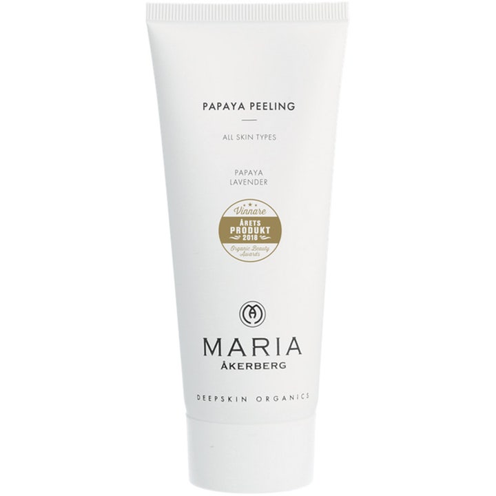 Maria Åkerberg Papaya Peeling 100 ml kirkastava entsymaattinen kuorintavoide valkoisessa tuubissa kultaisella sinetillä