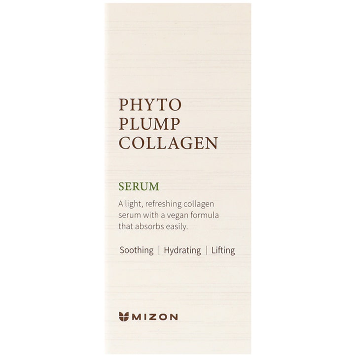 Mizon Phyto Plump Collagen Serum 30 ml kosteuttava kasvoseerumi vaaleassa pahvipakkauksessa.