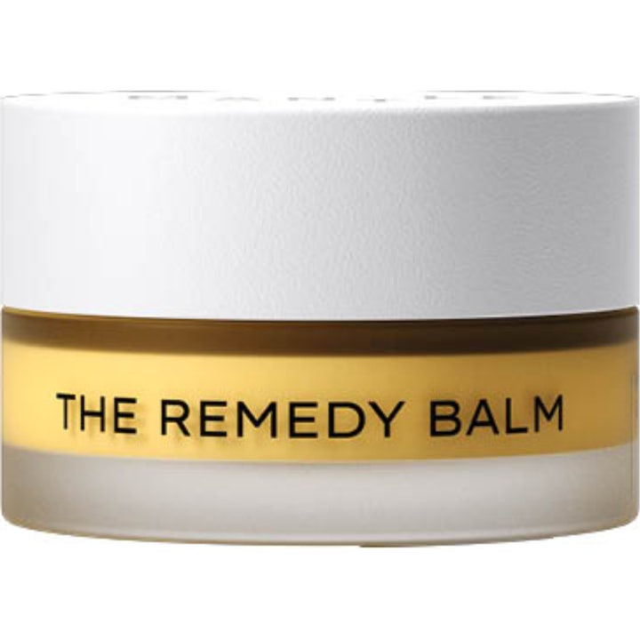 Mantel The Remedy Balm 50 ml rauhoittava monitoimivoide huurteisessa lasipurkissa valkoisella korkilla.