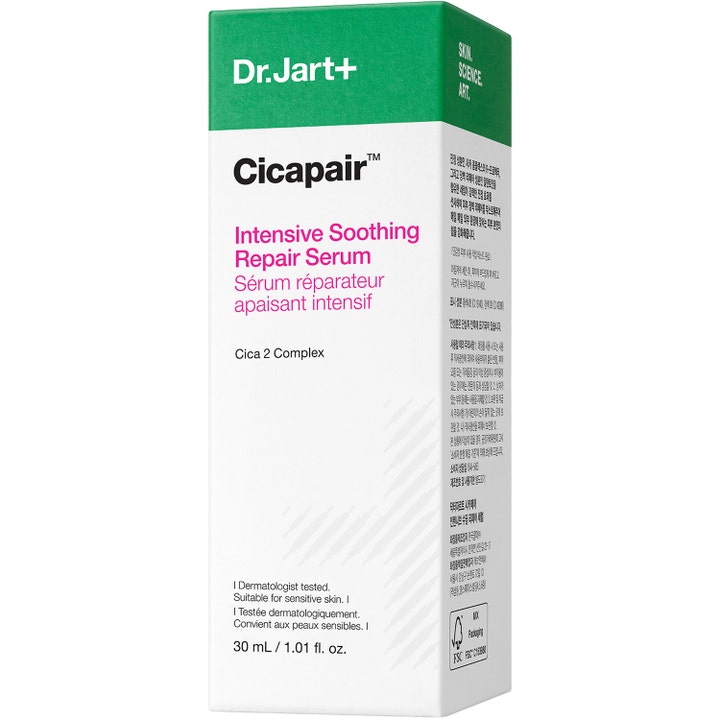 Dr.Jart+ Cicapair Intensive Soothing Repair Serum 30 ml rauhoittava kasvoseerumi valko-vihreässä pahvipakkauksessa