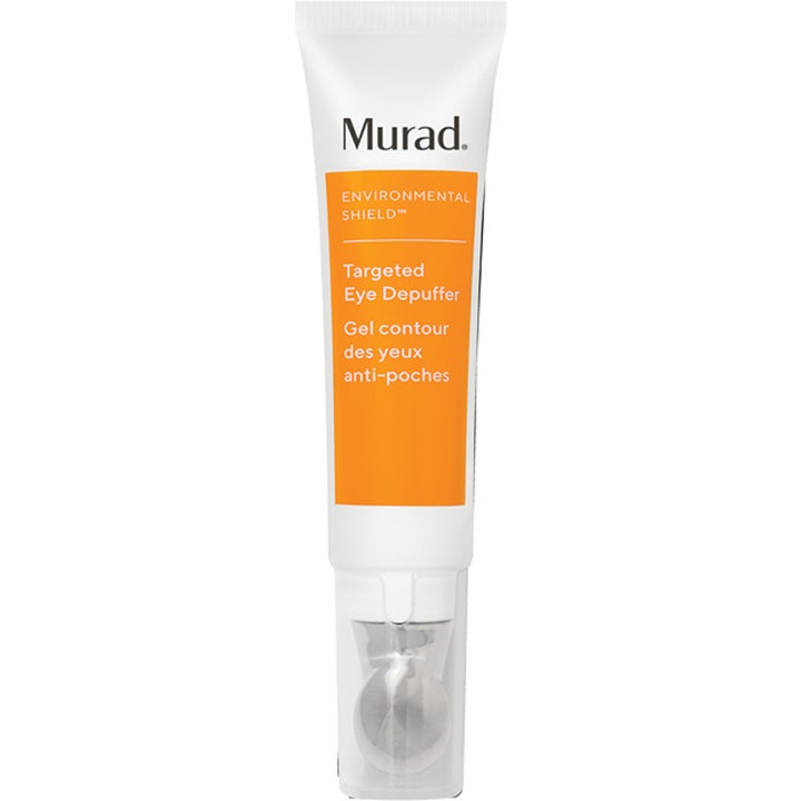 Murad Environmental Shield Targeted Eye Depuffer 15 ml turvotusta laskeva silmänympärysgeeli valkoisessa tuubissa metallipäällä