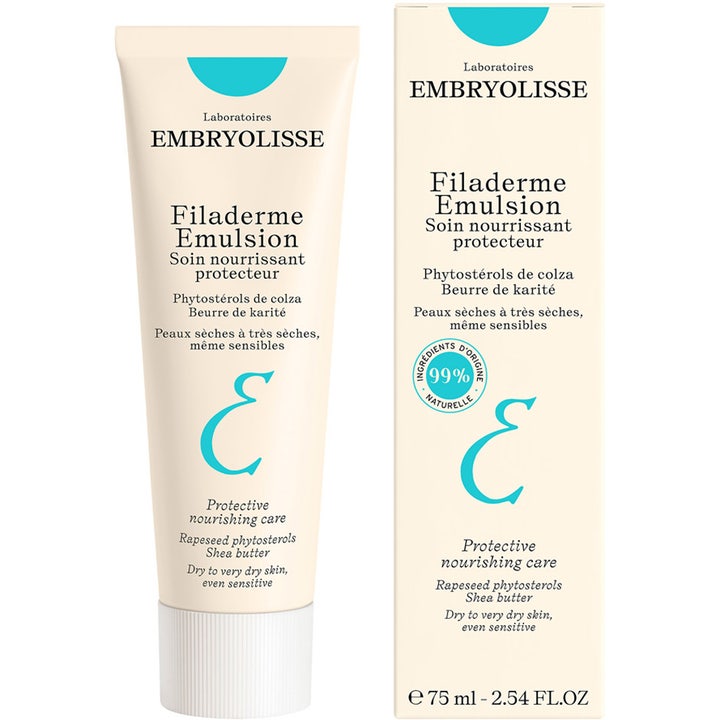 Embryolisse Filaderme Emulsion 75 ml ravitseva päivävoide sheavoilla valkoisessa tuubissa ja turkoosilla logolla