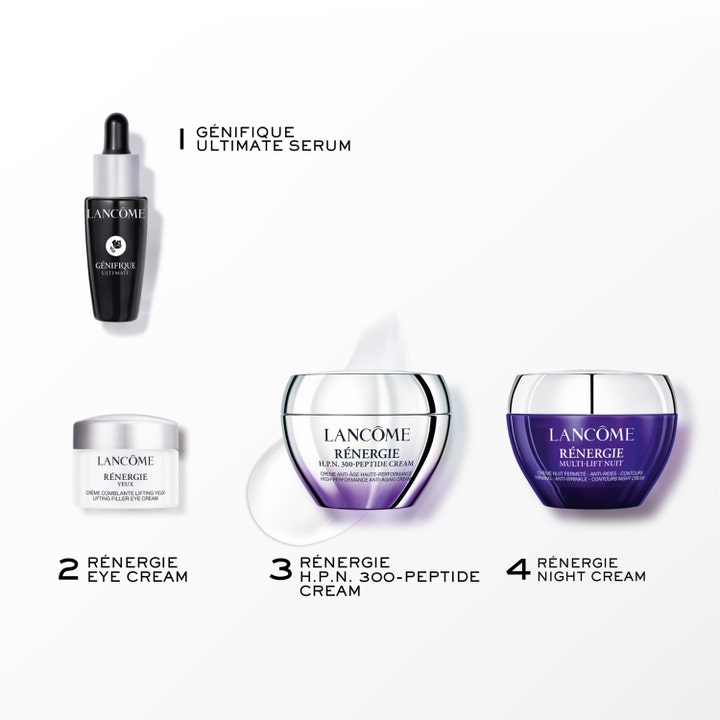 Lancôme Rénergie Starter Kit Set 1 kpl ihonhoitosetti sisältää seerumin ja kolme voidetta hopeisissa rasioissa