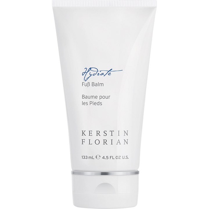 Kerstin Florian Hydrate Fuß Balm 133 ml kosteuttava jalkavoide valkoisessa tuubissa jossa on hopeinen rengas