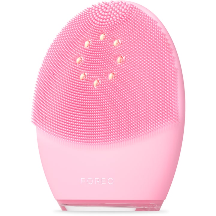 FOREO LUNA™ 4 plus 1 kpl puhdistuslaite normaalille iholle, vaaleanpunainen silikonipinta.