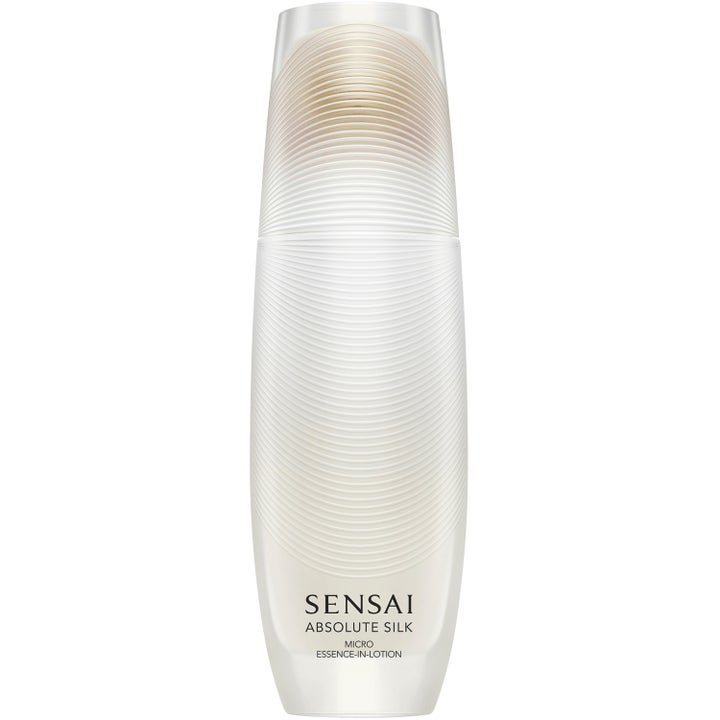 Sensai Absolute Silk Micro Essence-In-Lotion 150 ml silottava hoitoneste helmiäisvalkoisessa aaltoilevassa pullossa