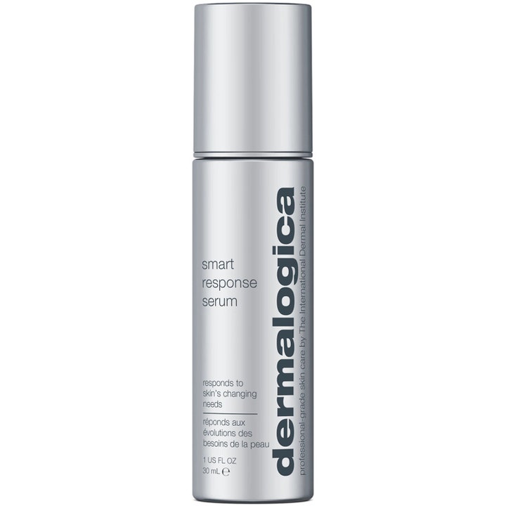 Dermalogica Smart Response Serum 30 ml ihon tarpeisiin mukautuva kasvoseerumi hopeisessa pumppupullossa.