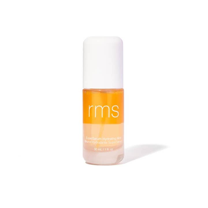 RMS Beauty SuperSerum Hydrating Mist 30 ml kosteuttava kasvosuihke oranssina lasipullona valkoisella korkilla.