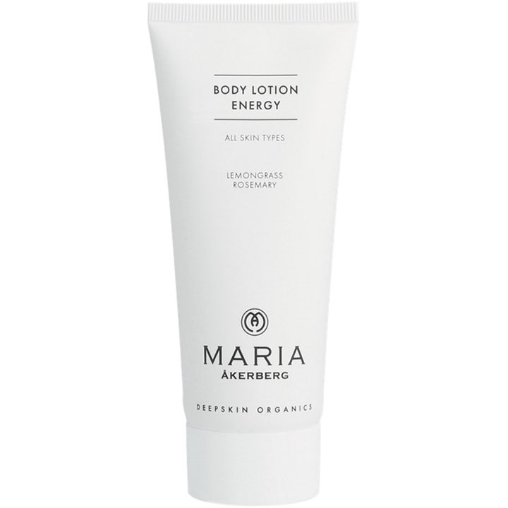 Maria Åkerberg Body Lotion Energy 250 ml virkistävä vartalovoide sisältää sitruunaruohoa valkoisessa tuubissa.