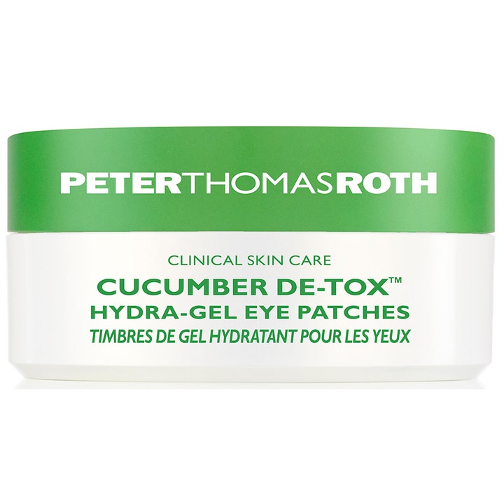 Peter Thomas Roth Cucumber De-Tox Hydra-Gel Eye Patches 60 kpl virkistävät silmänalusnaamiot valkoisessa purkissa vihreällä kannella