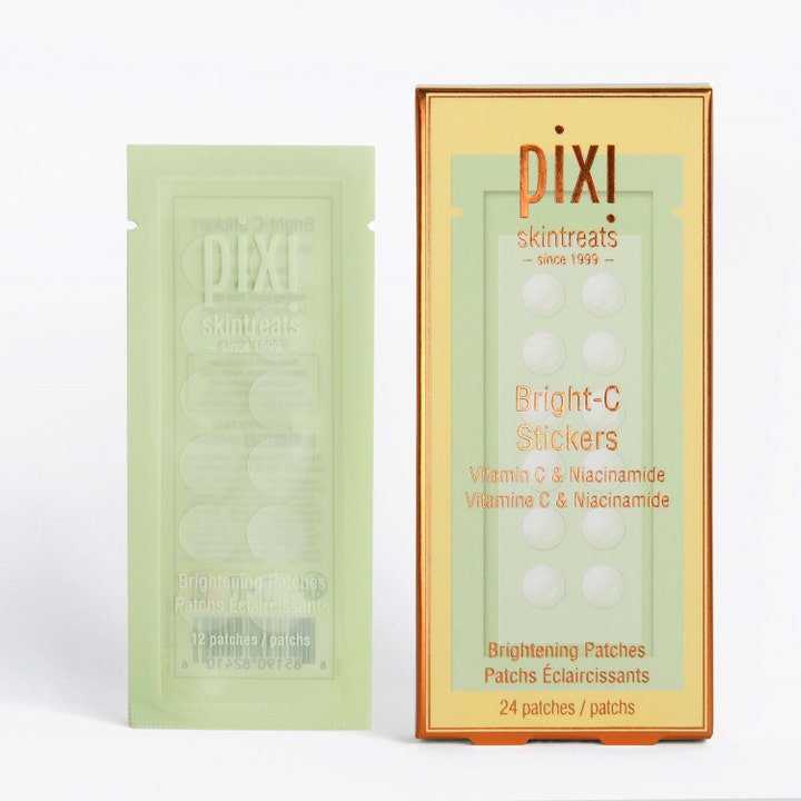 Pixi Bright-C Stickers 24 kpl kirkastavat hoitolaput sisältävät C-vitamiinia ja niasiiniamidia vihreässä pakkauksessa