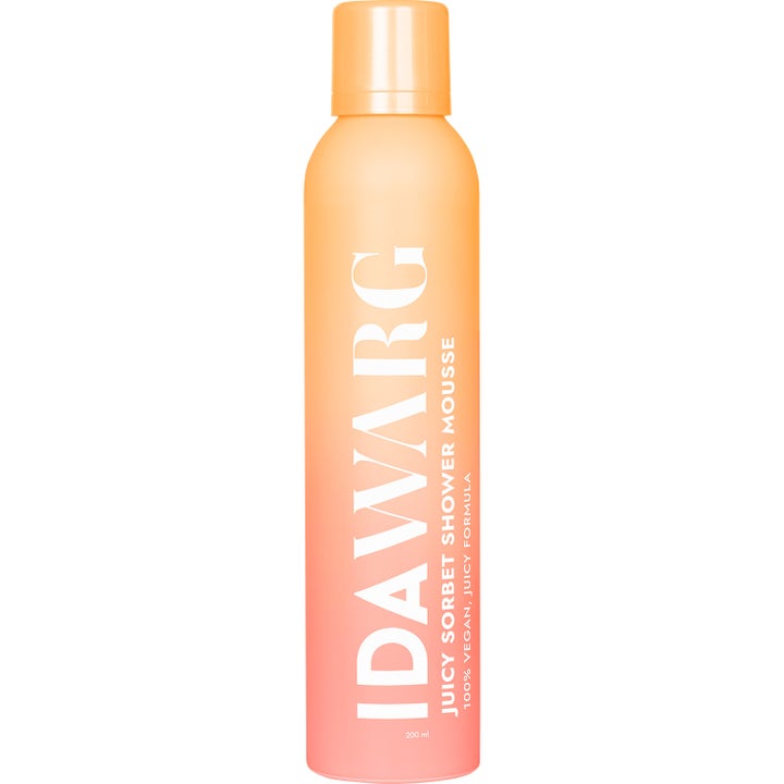 Ida Warg Juicy Sorbet Shower Mousse 200 ml vegaaninen suihkuvaahto oranssissa liukuvärjätyssä pullossa.