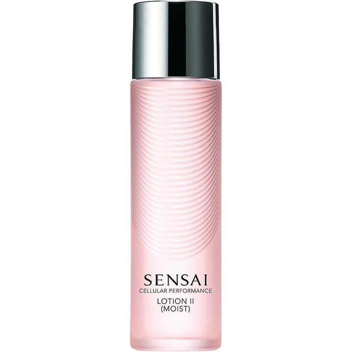 Sensai Cellular Performance Lotion II Moist 125 ml kosteuttava hoitovesi vaaleanpunaisessa pullossa hopeakorkilla
