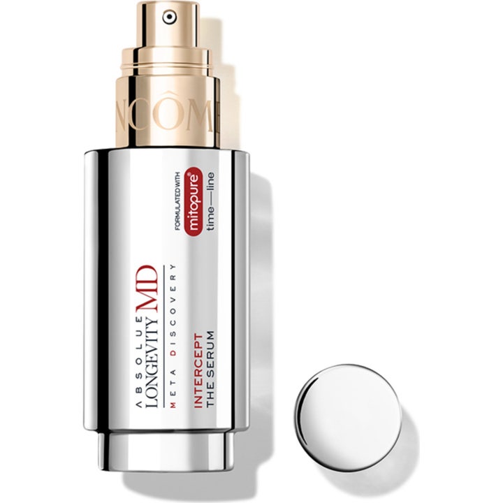 Lancôme Absolue Longevity MD Intercept The Serum 50 ml uudistava kasvoseerumi hopeisessa pumpullisessa pullossa.