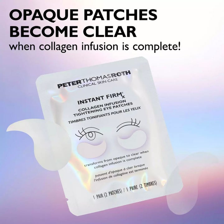 Peter Thomas Roth Instant FIRMx Collagen Infusion 8 kpl kiinteyttävä silmänympärysnaamio pussi ja valkoiset laput
