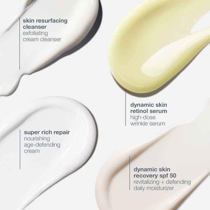 Dermalogica Skin Aging Solutions Duo ihonhoitosetti näyttää tuotteiden valkoiset ja keltaiset koostumukset.