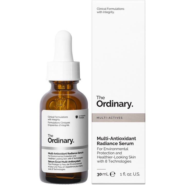 The Ordinary Multi-Antioxidant Radiance Serum 30 ml hehkeyttä antava kasvoseerumi ruskeassa lasipullossa ja rasiassa.