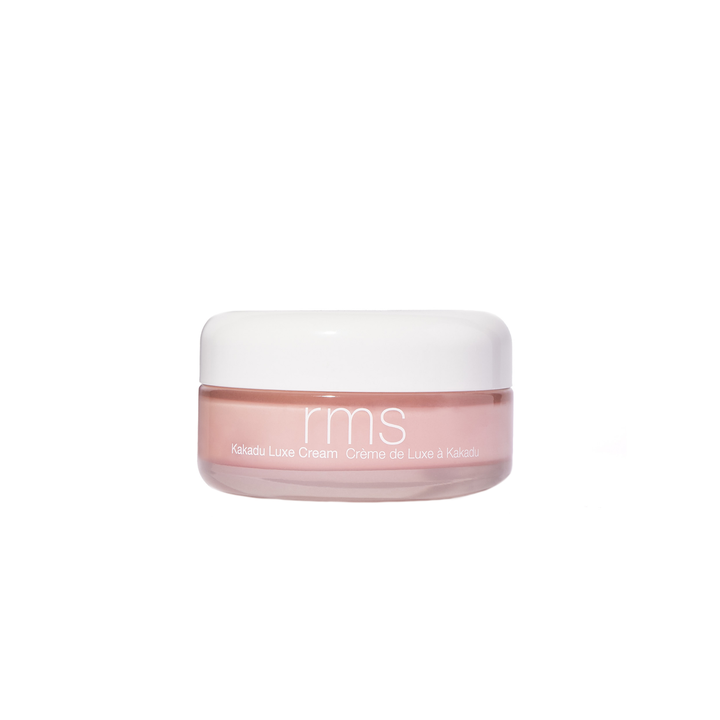 RMS Beauty Kakadu Luxe Cream 50 ml kosteuttava kasvovoide vaaleanpunaisessa lasipurkissa valkoisella korkilla