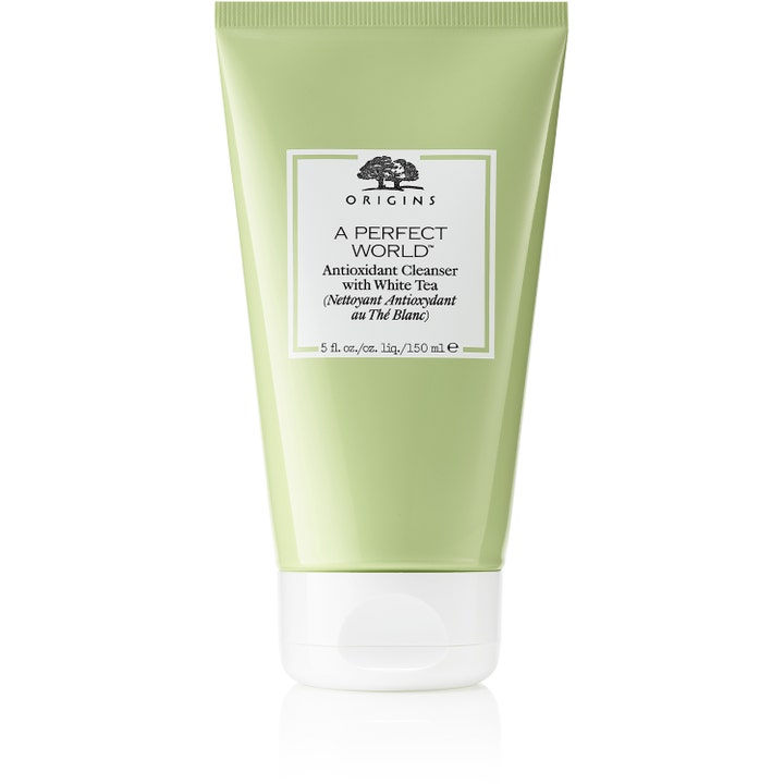 Origins A Perfect World 150 ml antioksidanttinen puhdistusaine vaaleanvihreässä tuubissa valkoisella korkilla