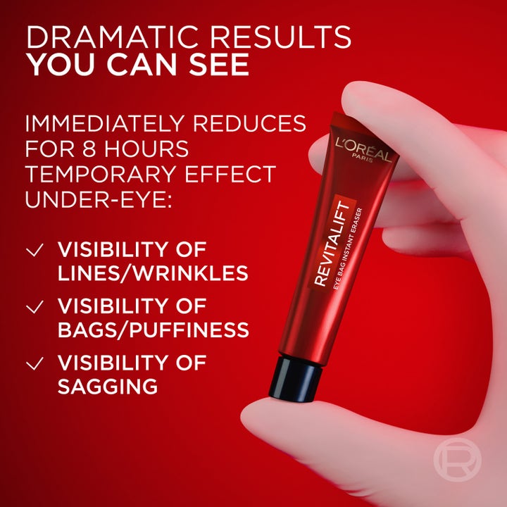 L'Oréal Paris Revitalift Laser Eye Bag Eraser 15 ml silmänympärysvoide vähentää silmäpusseja punaisessa tuubissa.