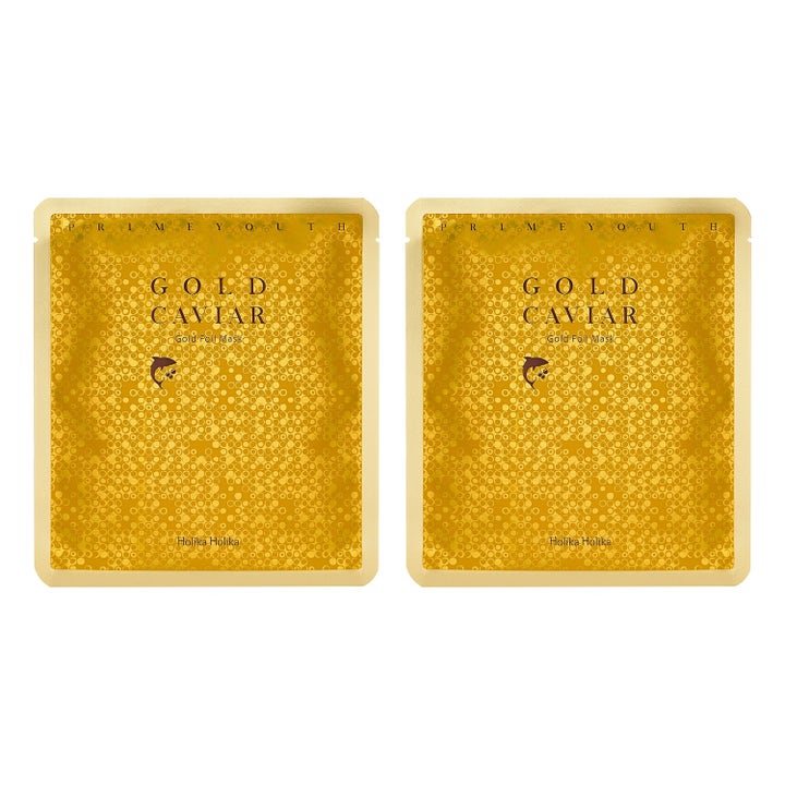 Holika Holika Prime Youth Gold Caviar Gold Foil Mask 25 g elvyttävä kangasnaamio kultaisessa pakkauksessa