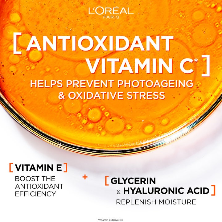 L'Oréal Paris Revitalift Clinical UVA Fluid 50 ml aurinkovoide sisältää C-vitamiinia ja oranssia seerumikoostumusta.