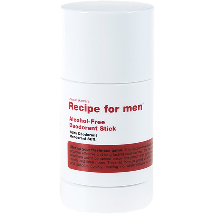 Recipe for men Alcohol-Free Deodorant Stick 75 ml alkoholiton deodoranttipuikko valkoisessa muovihylsyssä