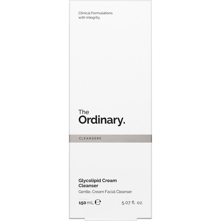 The Ordinary Glycolipid Cream Cleanser 150 ml puhdistusvoide valkoisessa pahvipakkauksessa.