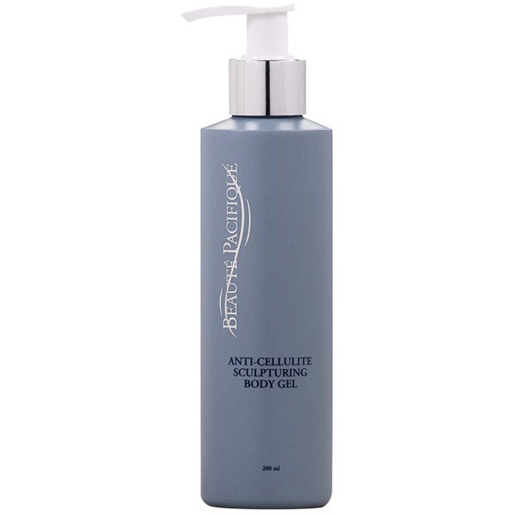 Beauté Pacifique Anti-Cellulite Sculpturing Body Gel 200 ml kiinteyttävä vartalogeeli harmaassa hopeakauluksisessa pullossa.