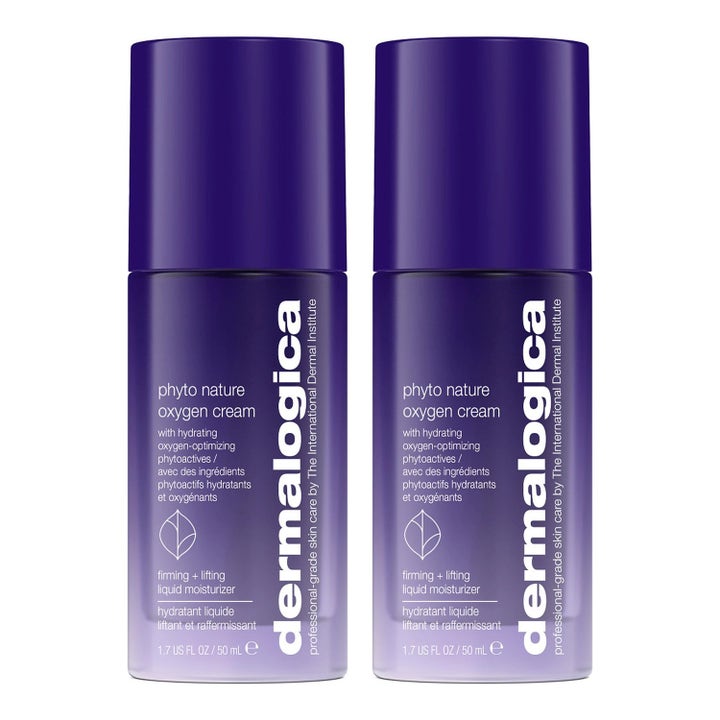 Dermalogica Phyto Nature Oxygen Cream 50 ml kiinteyttävä kasvovoide kahdessa liilassa pumppupullossa.