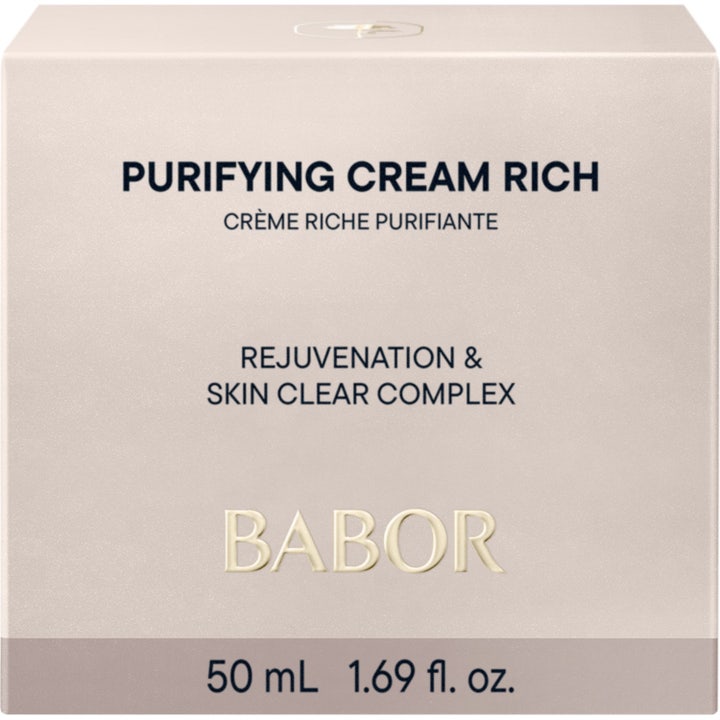 Babor Purifying Cream rich 50 ml antaa mattapinnan epäpuhtaalle iholle valkoisessa pahvipakkauksessa.