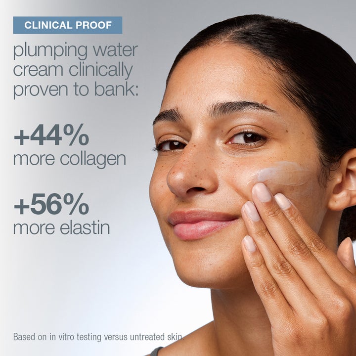 Dermalogica Pro-Collagen Banking Water Cream 50 ml kasvovoide lisää kollageenia ja elastiinia, nainen levittää voidetta.