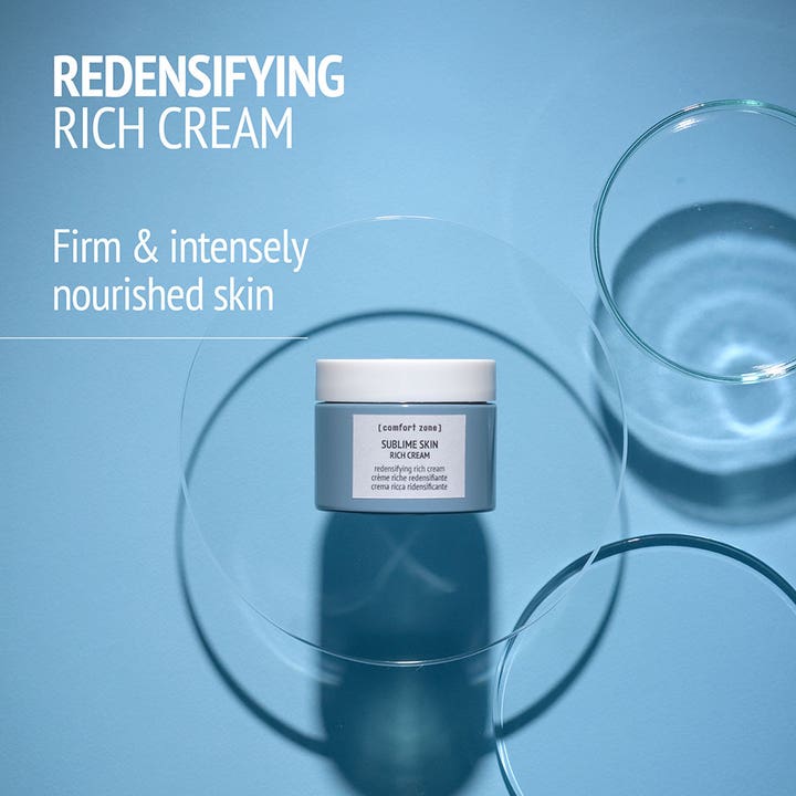 Comfort Zone Sublime Skin Rich Cream 60 ml ravitseva kasvovoide sinisessä lasipurkissa kiinteyttää ihoa