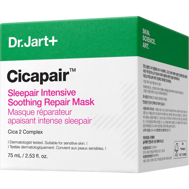 Dr.Jart+ Cicapair Sleepair Intensive Soothing Repair Mask 75 ml rauhoittava yönaamio valkoisessa ja vihreässä pakkauksessa