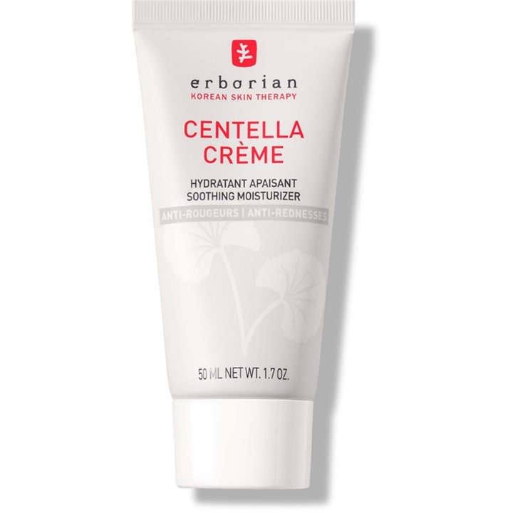 Erborian Centella Crème 50 ml rauhoittava kosteusvoide vähentää punoitusta valkoisessa muovituubissa