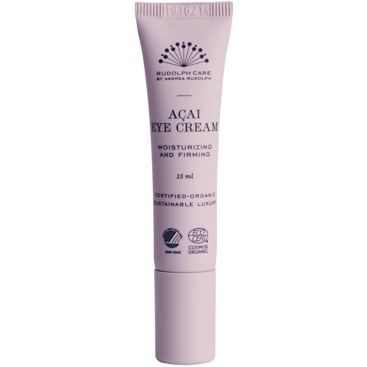 Rudolph Care Açai Eye Cream 15 ml kiinteyttävä silmänympärysvoide tyylikkäässä vaaleanpunaisessa tuubissa.