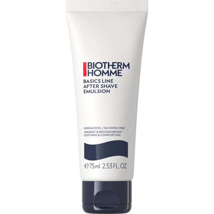 Biotherm Homme Basics Line After Shave Emulsion 75 ml rauhoittava partavesi valkoisessa tuubissa.