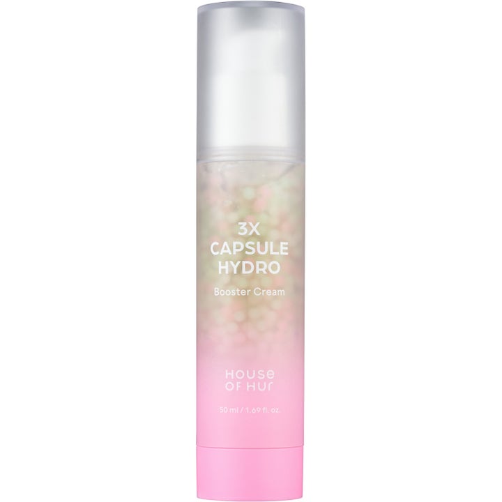 House of Hur 3X Capsule Hydro Booster Cream 50 ml kosteuttava kasvovoide, jossa on vaaleanpunaisia kapseleita.