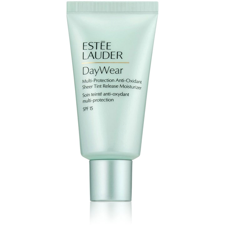 Estée Lauder DayWear Sheer Tint Release Moisturizer 50 ml suojaava päivävoide vaaleanvihreässä tuubissa hopeakorkilla