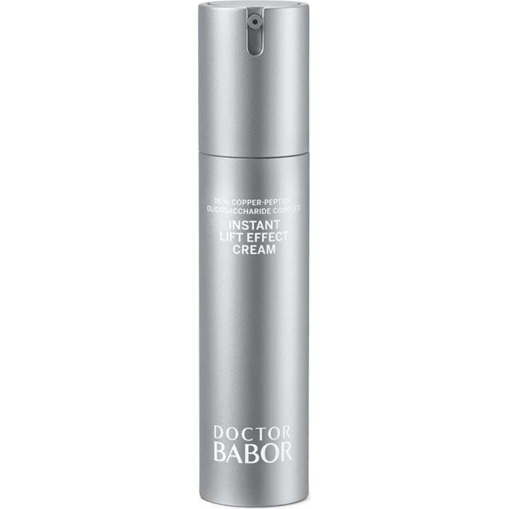 Doctor Babor Instant Lift Effect Cream kiinteyttävä kasvovoide joka silottaa ihoa hopeisessa pumppupullossa