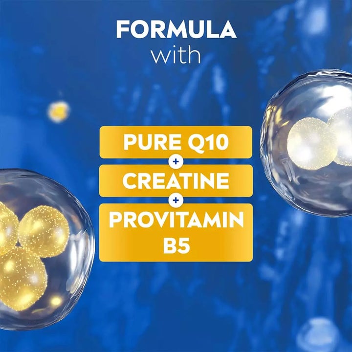 NIVEA Q10 Firming+ Neck & Chest Cream 200 ml sisältää puhdasta Q10:ä, kreatiinia ja B5-provitamiinia.