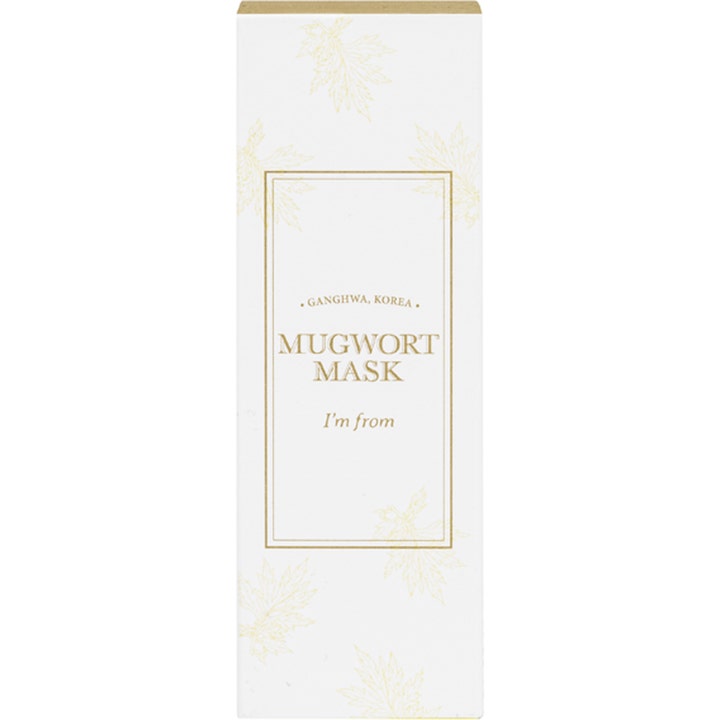 I'm From Mugwort Mask 30 ml rauhoittava kasvonaamio tyylikkäässä valkoisessa pahvipakkauksessa kultaisilla lehdillä