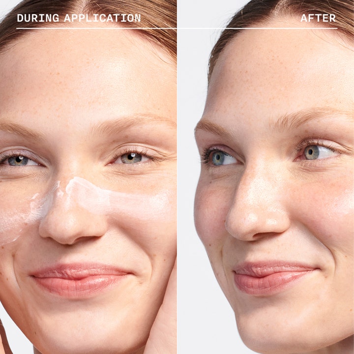 Clinique Moisture Surge SPF25 Sheer Hydrator 30 ml päivävoide ennen ja jälkeen levityksen iholla.