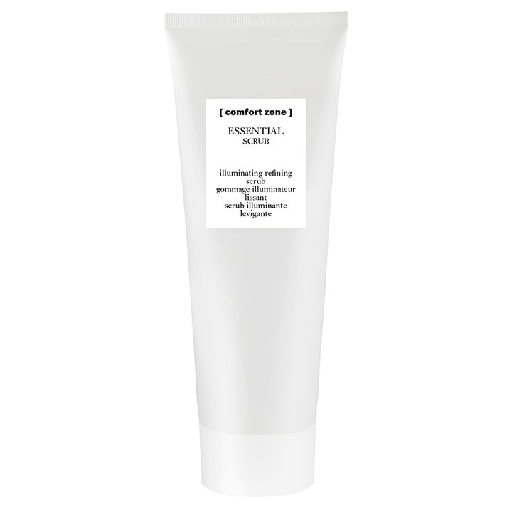 Comfort Zone Essential Scrub 60 ml kirkastava kasvokuorinta valkoisessa puristettavassa tuubissa.