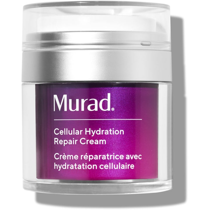 Murad Cellular Hydration Repair Cream kosteuttava kasvovoide violetissa purkissa hopeisella kannella ja kirkkaalla kuorella