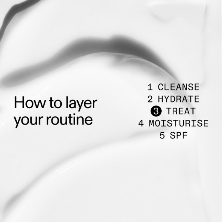 The INKEY List 360 Skin Clearing Serum 30 ml puhdistava seerumi valkoisella koostumuksella ja vaihe 3 TREAT -ohjeella.